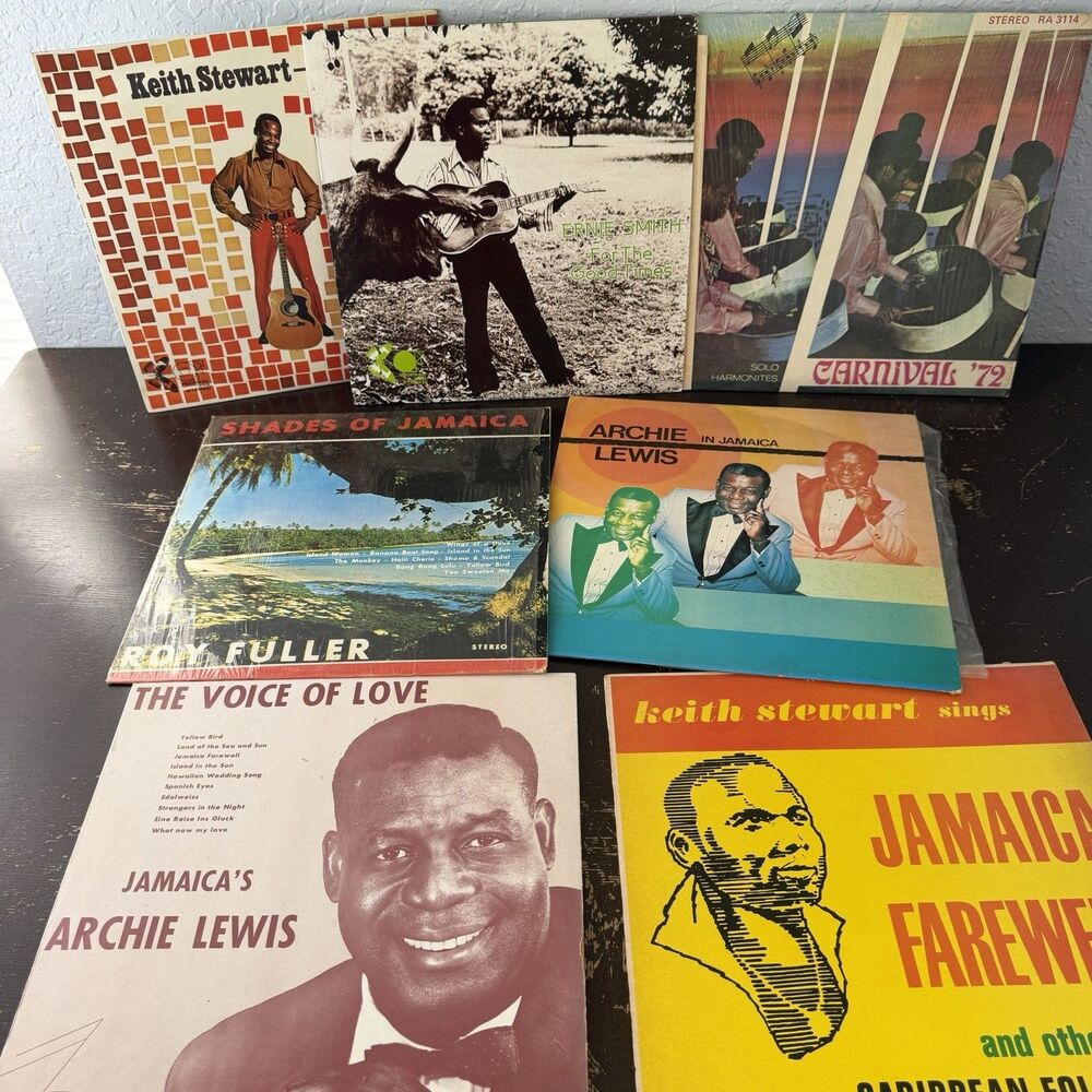 Jamaican Folk Music Albums Lot Of 7 Vintage Records Ernie Smith Archie Lewis